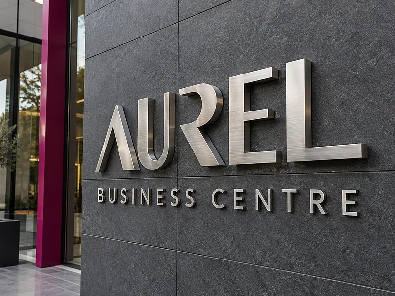 Metallic lettering on a dark wall (Acrylic Fabrication)