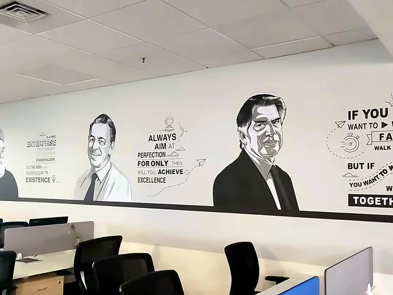 Portrait line-art graphic wall (Environmental Graphics)