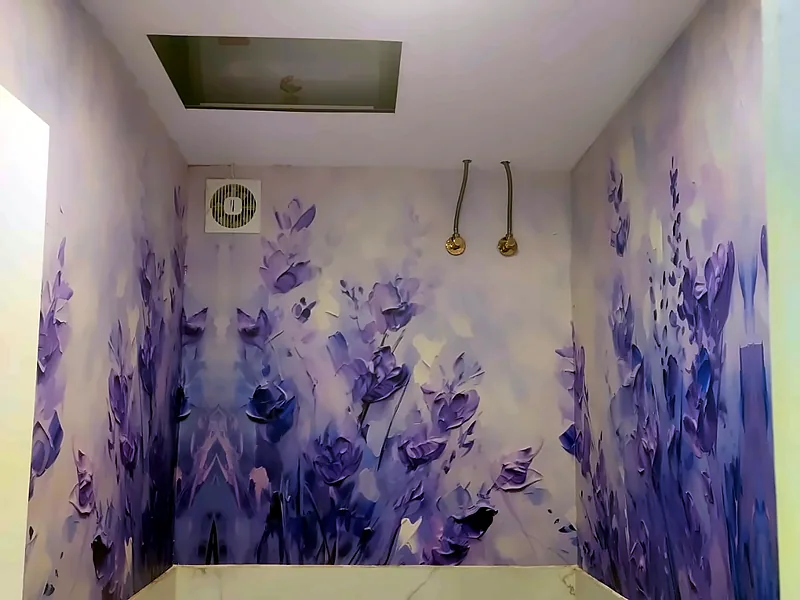 Textured floral wall print (Printed Wallpaper)