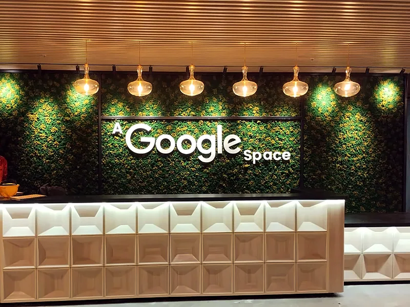Reception wall logo: Indoor Logo Signage