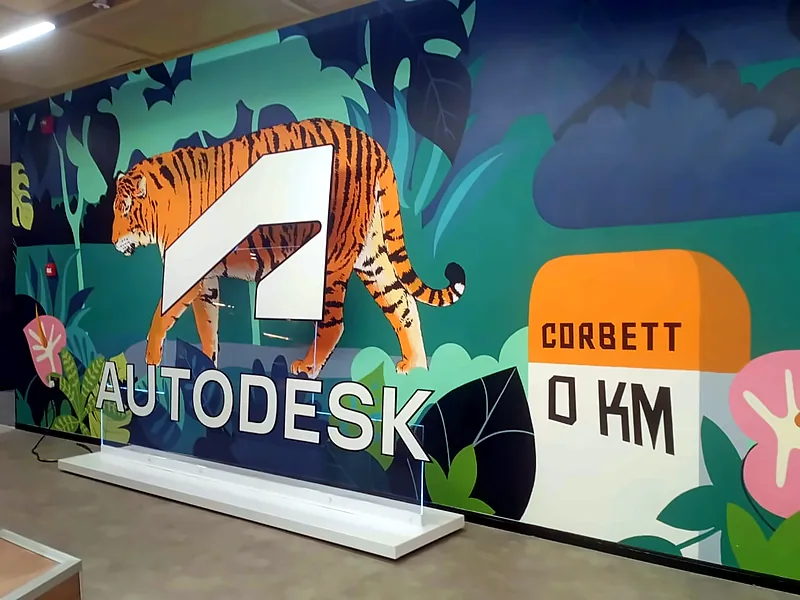 Illustrated mural with logo: Environmental Graphics