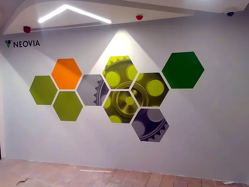 Hexagon wall graphics: Environmental Graphics